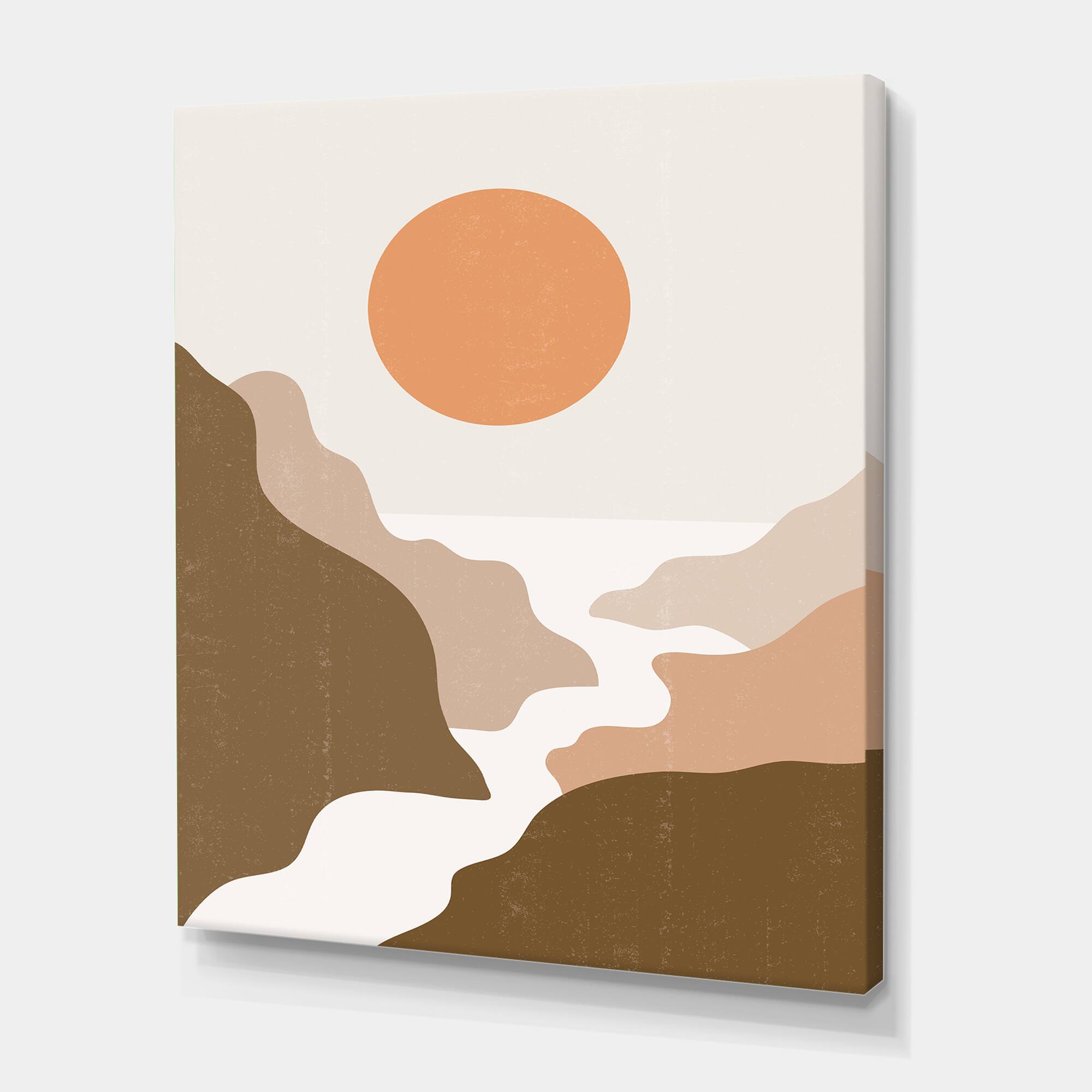 Designart - Lanscape With Full Moon In Terracotta Tones